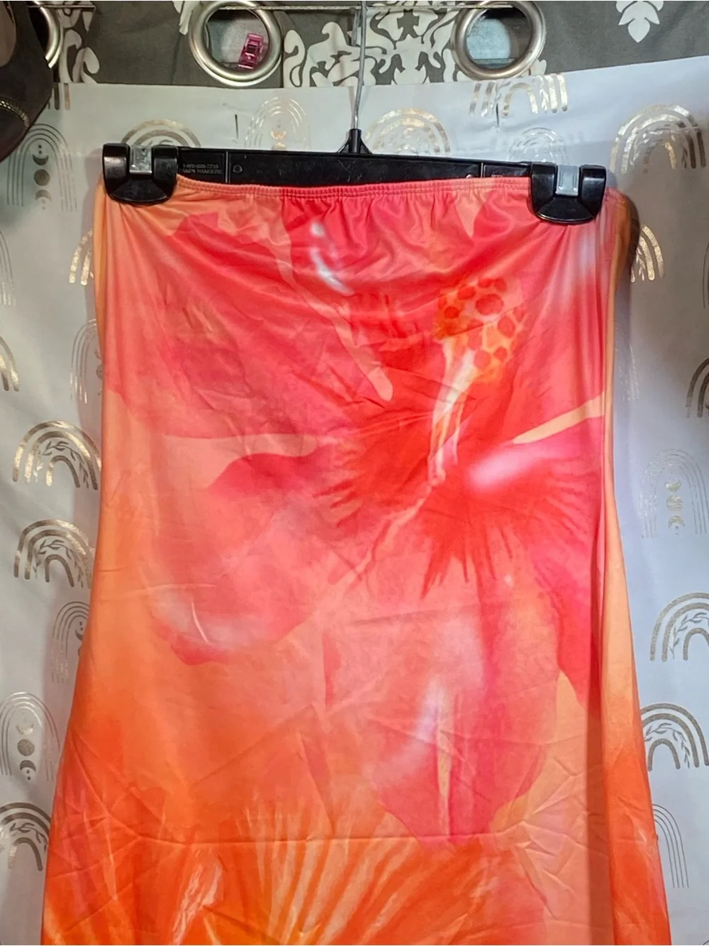 SHEIN Orange and Pink Floral Midi Dress